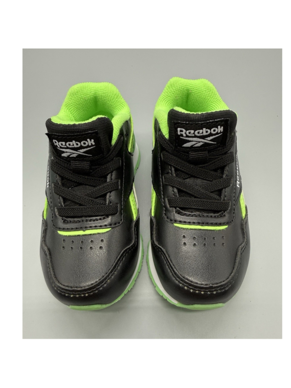 Reebok Unisex Kids Black Green Synthetic Athletic Sneakers US 6K Lace Up NWOT